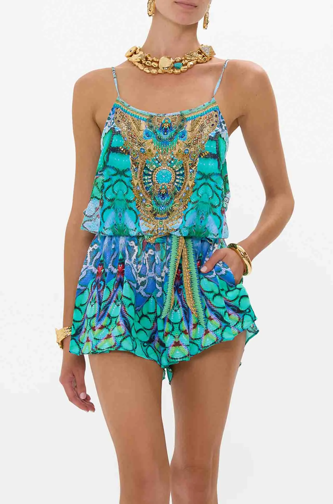 Camilla - Land Of Wonder Shoestring Strap Playsuit