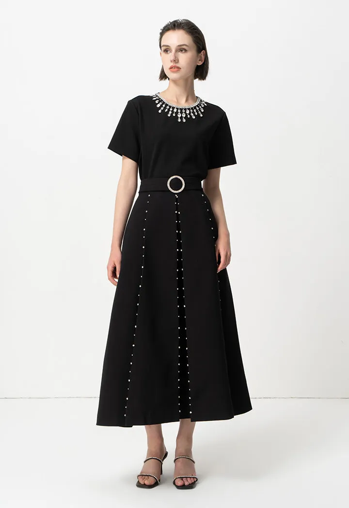 Choice Jewel Neckline Fashion Top Black