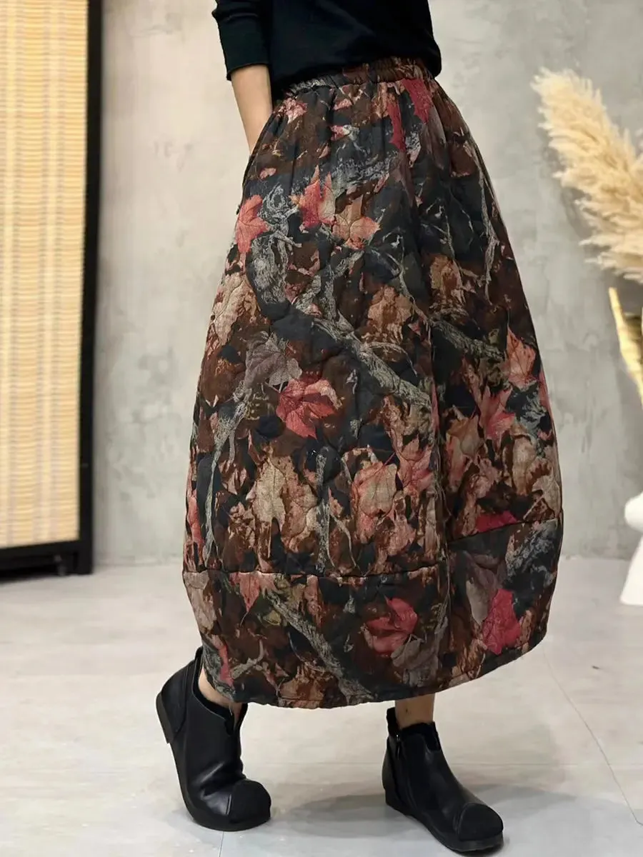 Women Flower A-shape Padded Skirt